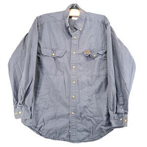 Wrangler Riggs Button Down Shirt Mens Large Long Sleeve Gray Chest Pocket Casual